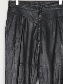Women's Vintage 1980s Black Leather Trousers S