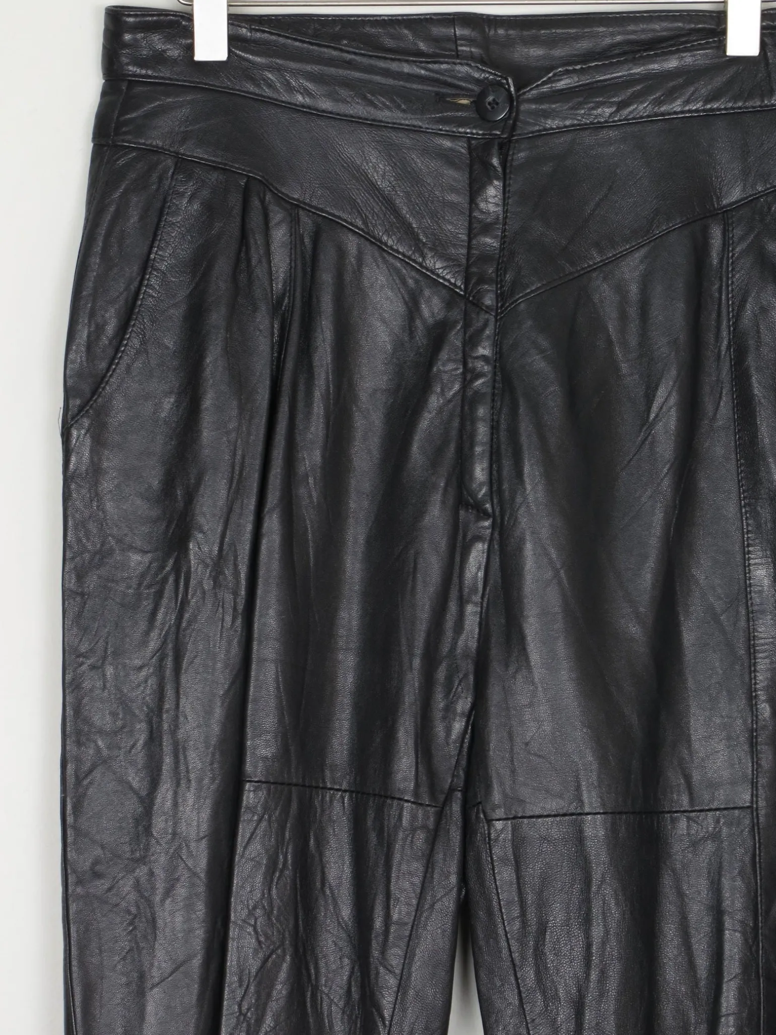 Women's Vintage 1980s Black Leather Trousers S