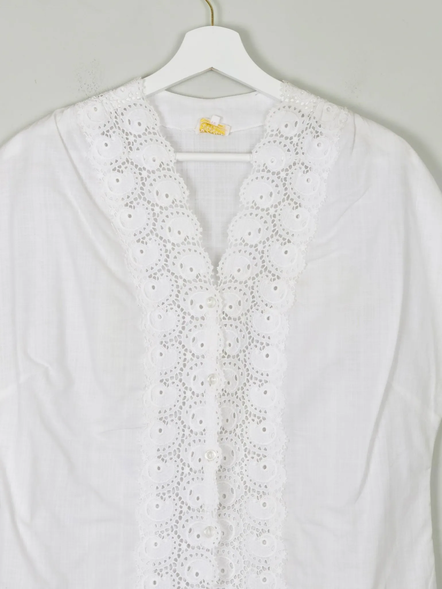Women's Vintage 1950s Blouse With Lace Panel M