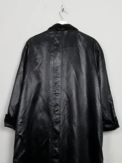 Women's Vintage Satin Black Swing Coat L