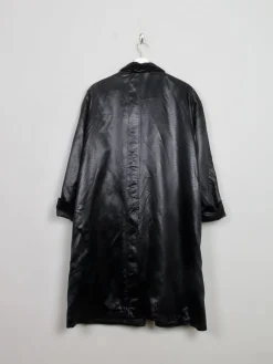 Women's Vintage Satin Black Swing Coat L