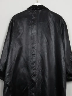 Women's Vintage Satin Black Swing Coat L