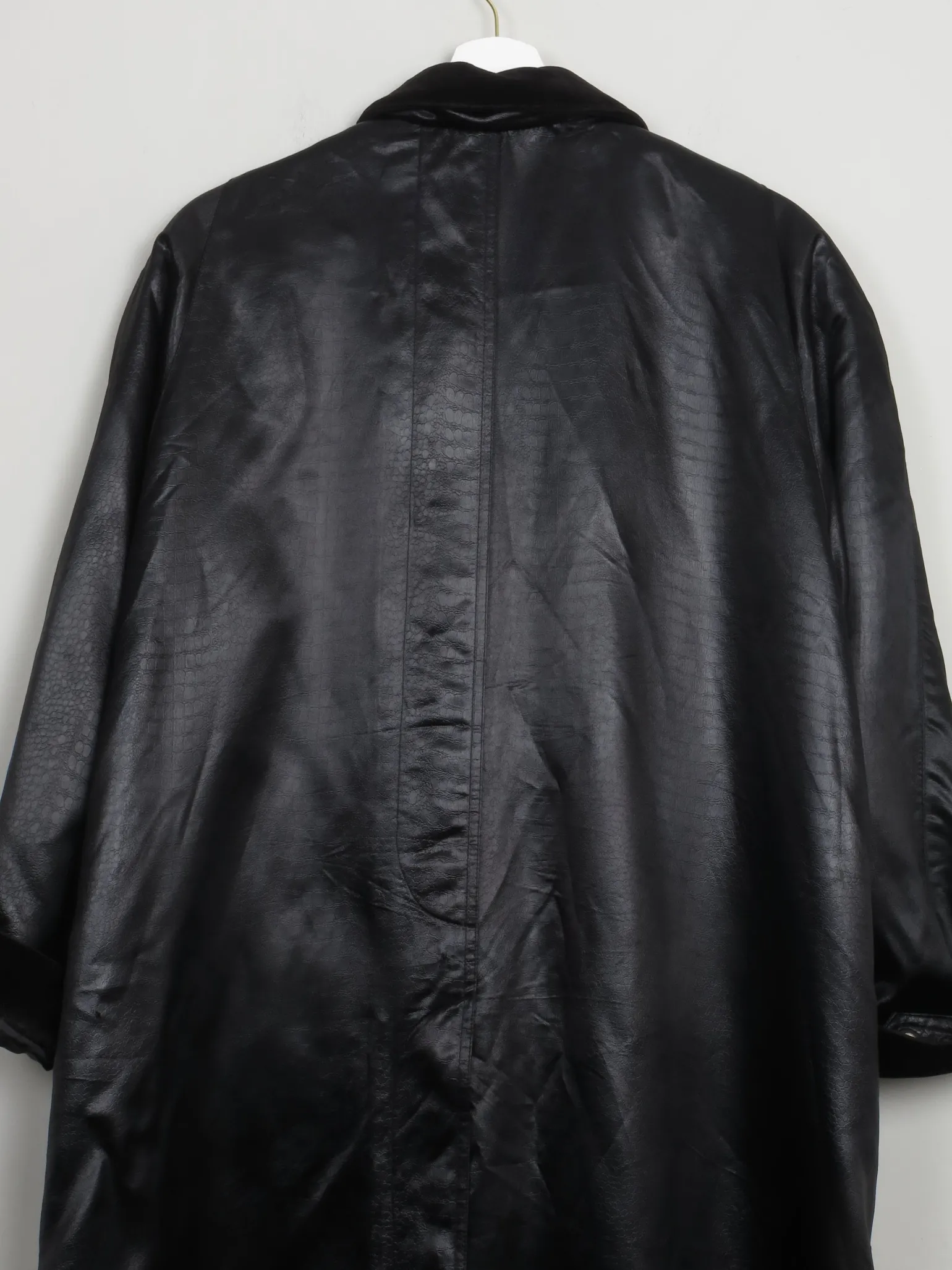 Women's Vintage Satin Black Swing Coat L