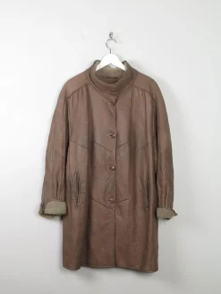 Women's Vintage Shearling Short Taupe Coat M/L
