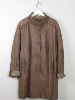 Women's Vintage Shearling Short Taupe Coat M/L