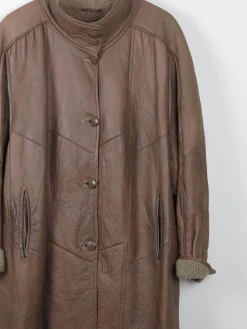 Women's Vintage Shearling Short Taupe Coat M/L