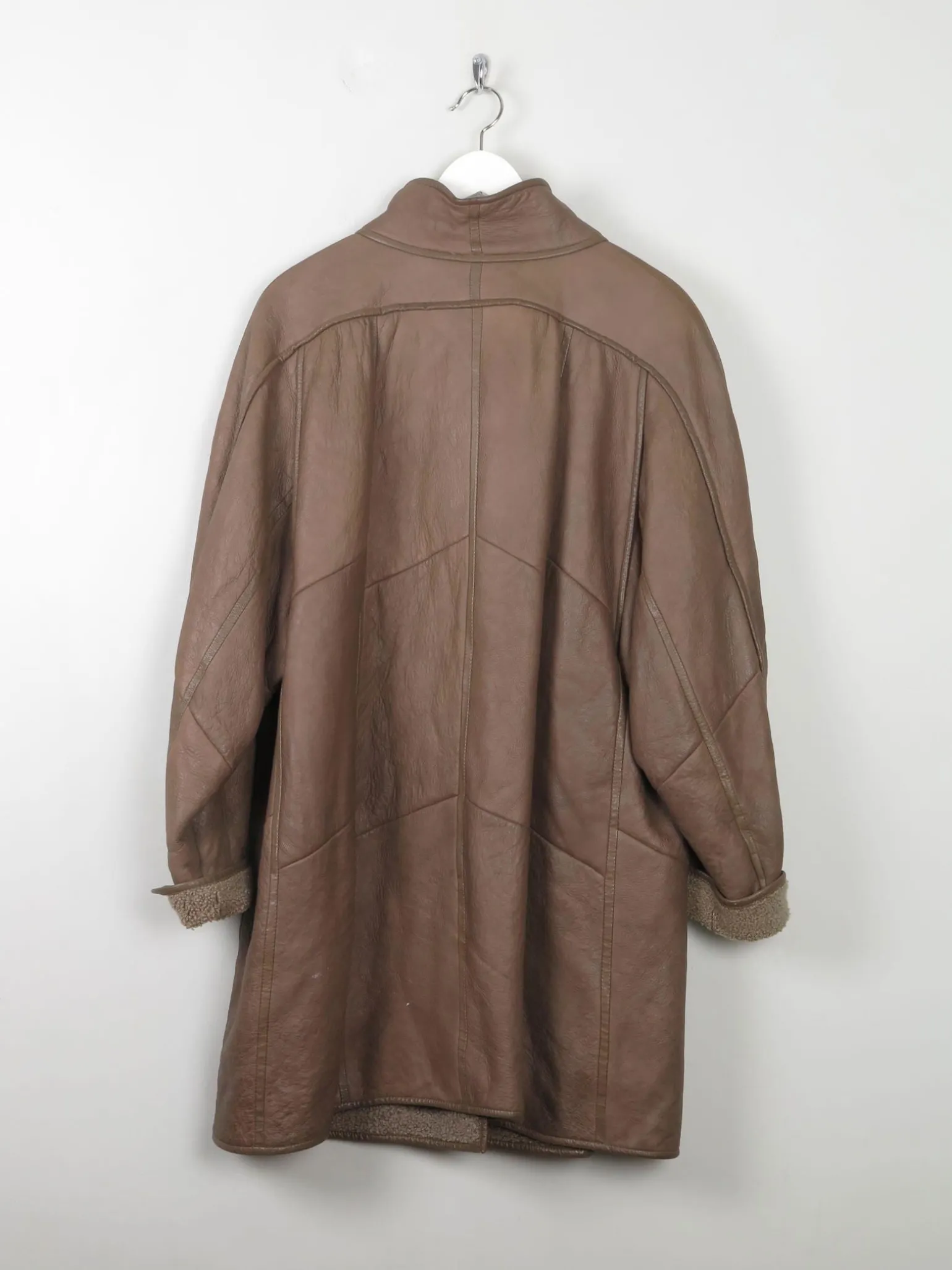 Women's Vintage Shearling Short Taupe Coat M/L
