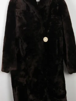 Women's Vintage Sheepskin Furry Brown Coat S/M