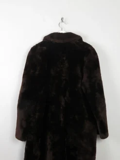 Women's Vintage Sheepskin Furry Brown Coat S/M
