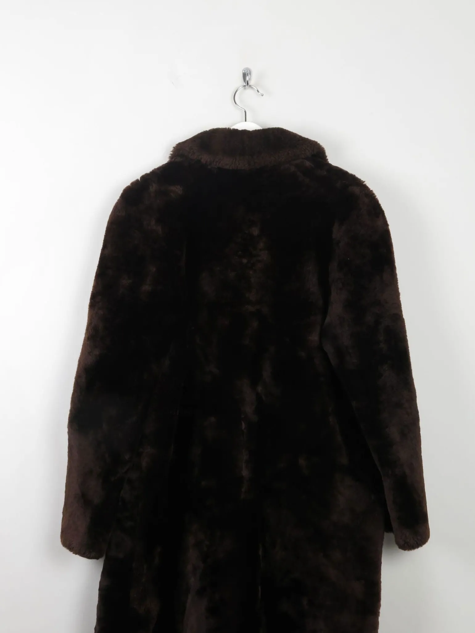 Women's Vintage Sheepskin Furry Brown Coat S/M