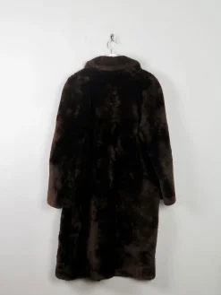 Women's Vintage Sheepskin Furry Brown Coat S/M