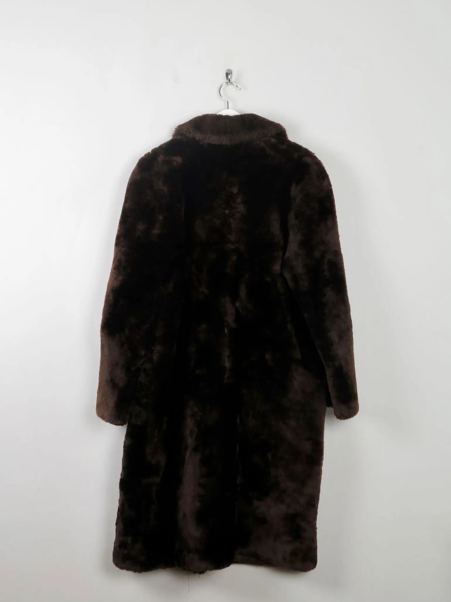 Women's Vintage Sheepskin Furry Brown Coat S/M