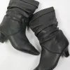 Women's Vintage Short Black Leather Boots 39/6