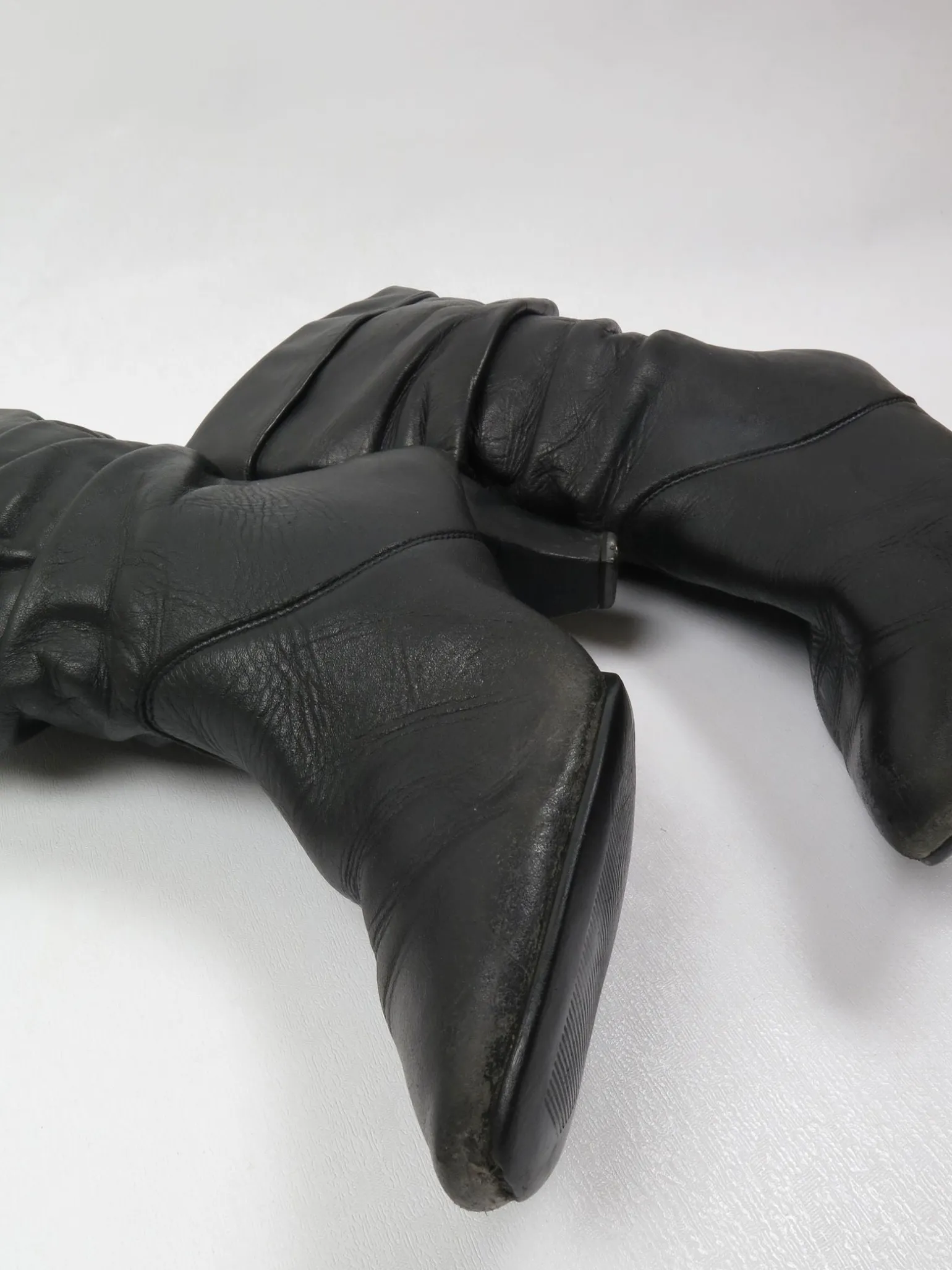 Women's Vintage Short Black Leather Boots 39/6