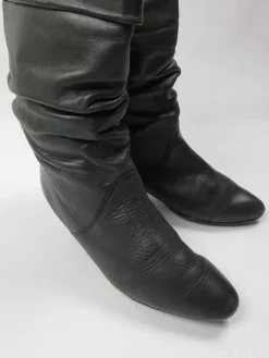 Women's Vintage Short Black Leather Boots 39/6