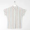 Women's Vintage Short Sleeve Striped Blouse 10/12