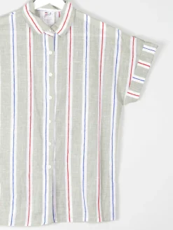Women's Vintage Short Sleeve Striped Blouse 10/12