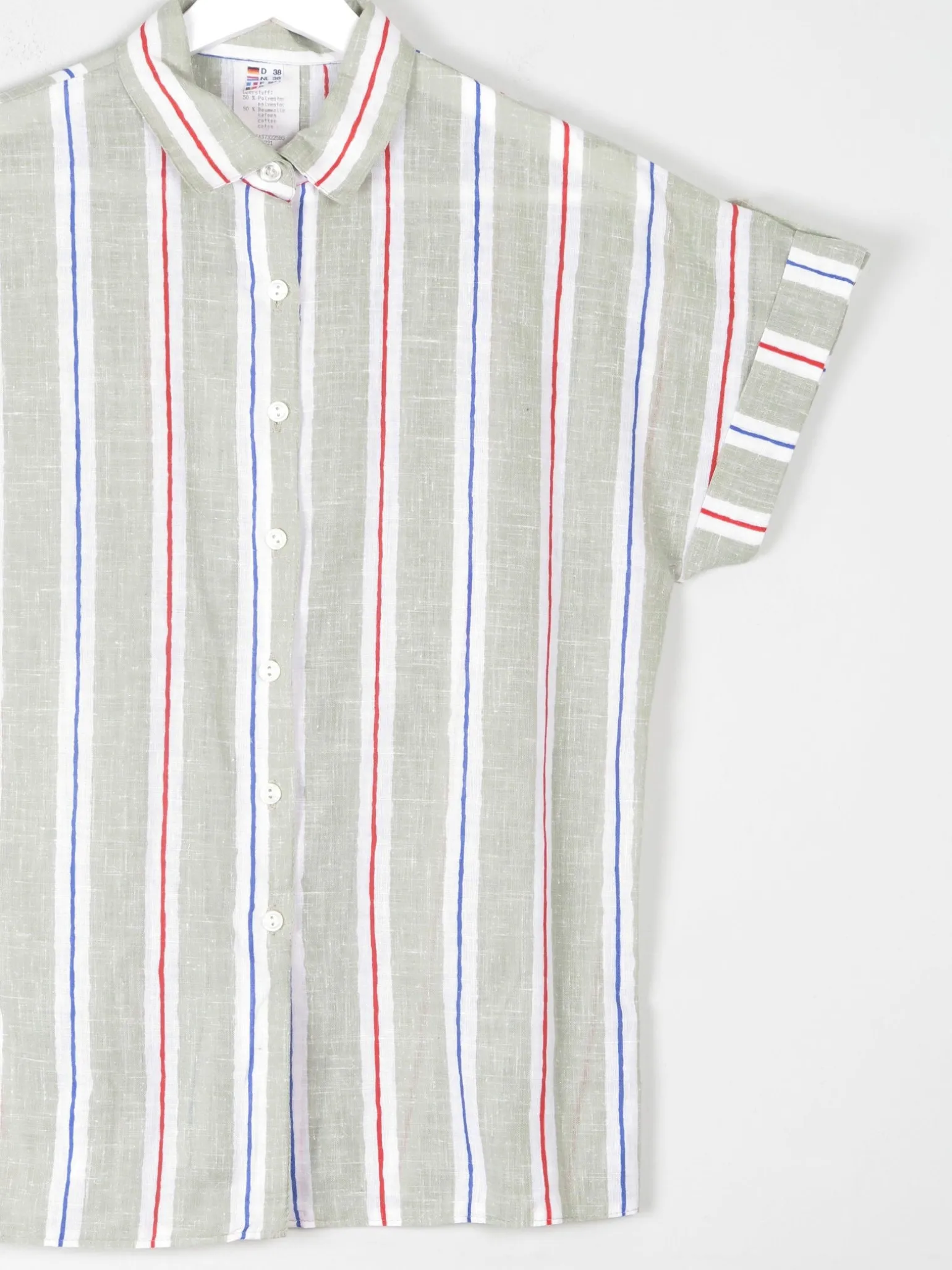 Women's Vintage Short Sleeve Striped Blouse 10/12