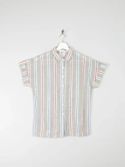 Women's Vintage Short Sleeve Striped Blouse 10/12