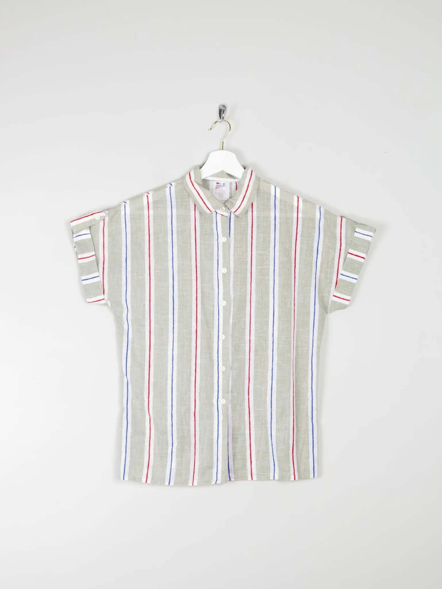 Women's Vintage Short Sleeve Striped Blouse 10/12
