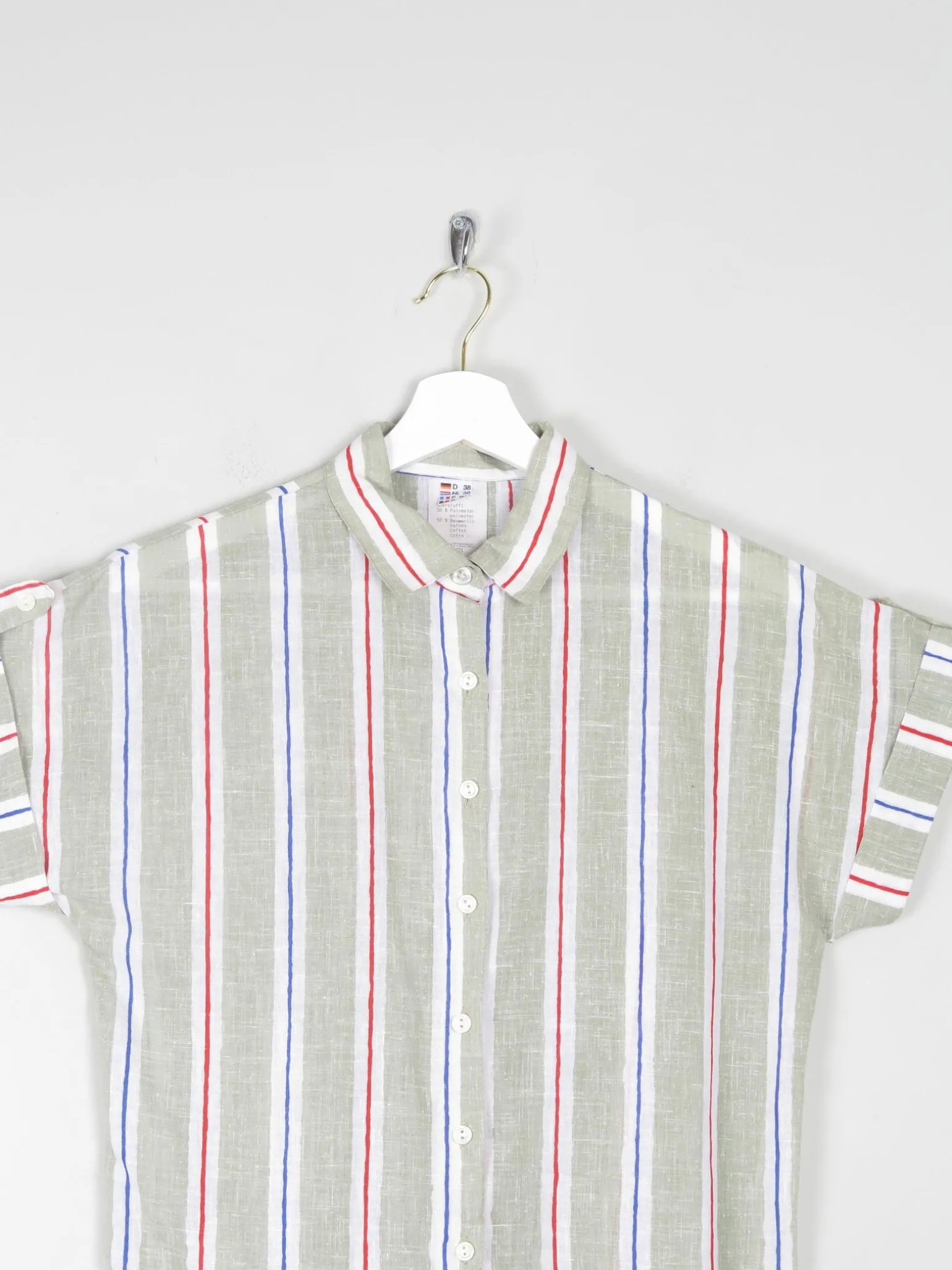 Women's Vintage Short Sleeve Striped Blouse 10/12
