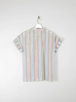 Women's Vintage Short Sleeve Striped Blouse 10/12