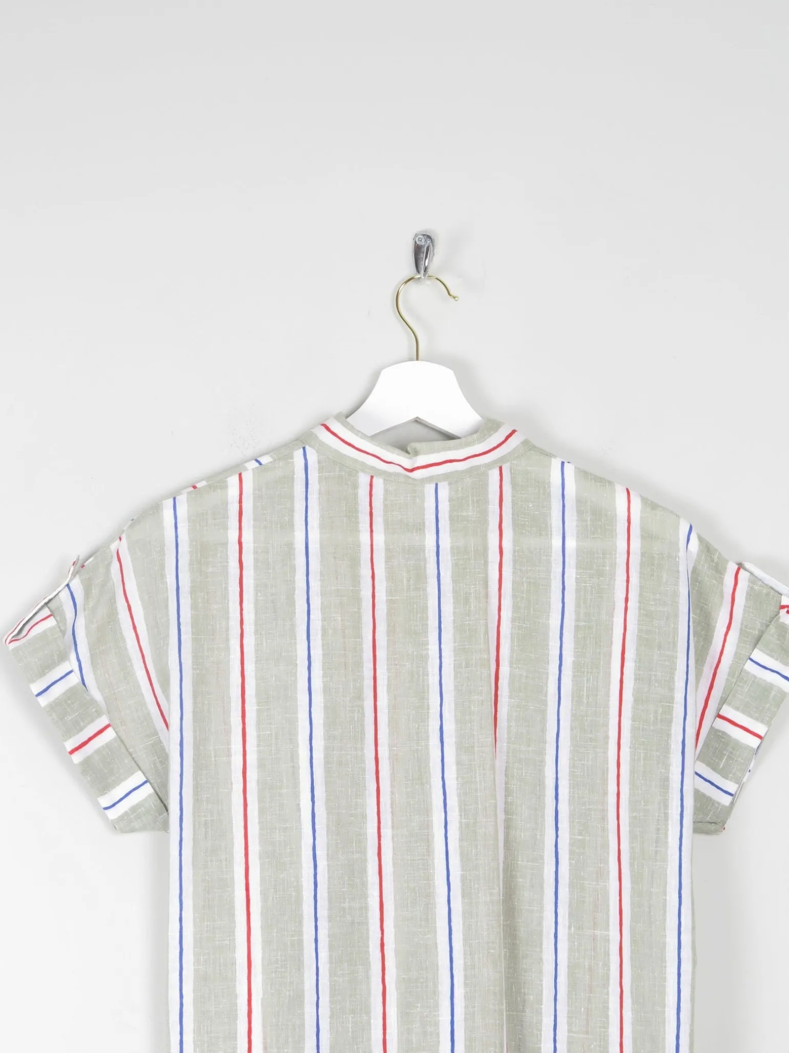 Women's Vintage Short Sleeve Striped Blouse 10/12