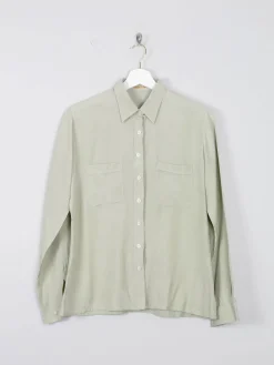 Women's Vintage Silk Blouse Sage Green XS/S