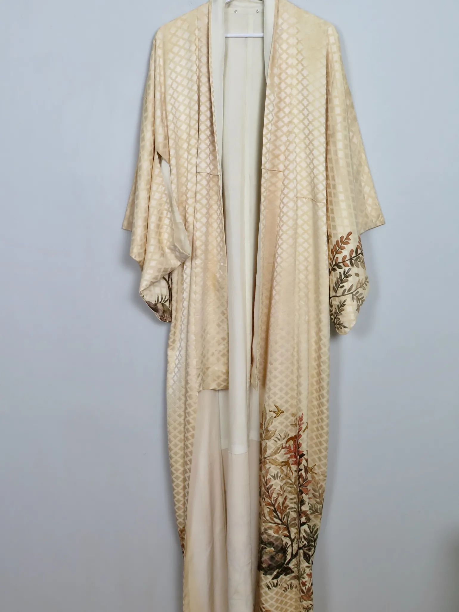 Women's Vintage Silk Hand Printed Kimono S/M