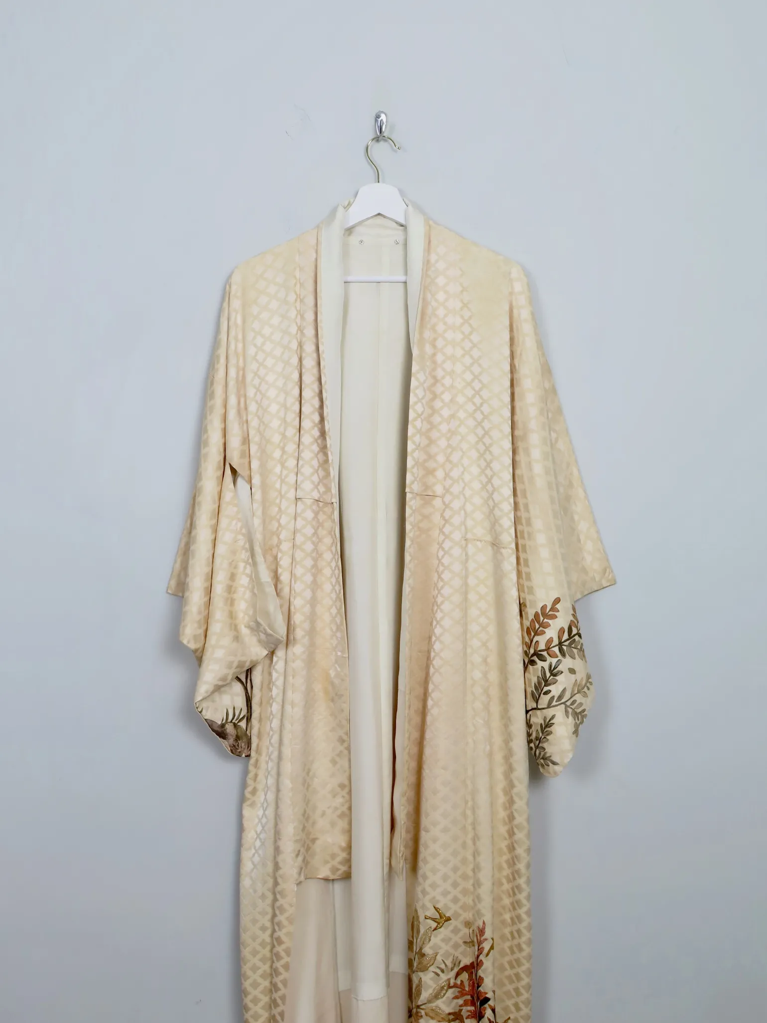 Women's Vintage Silk Hand Printed Kimono S/M