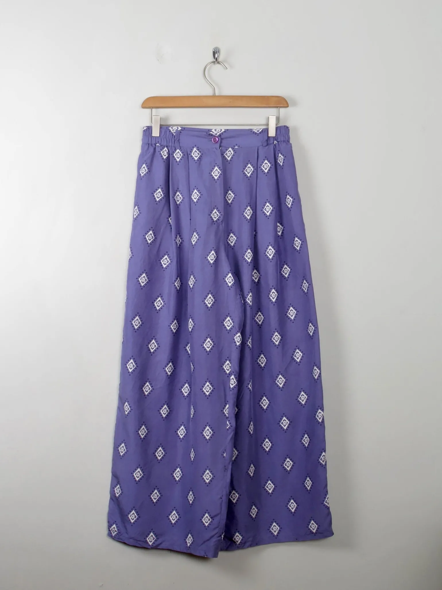 Women's Vintage Silk Printed Culottes Trousers S