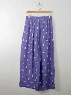 Women's Vintage Silk Printed Culottes Trousers S