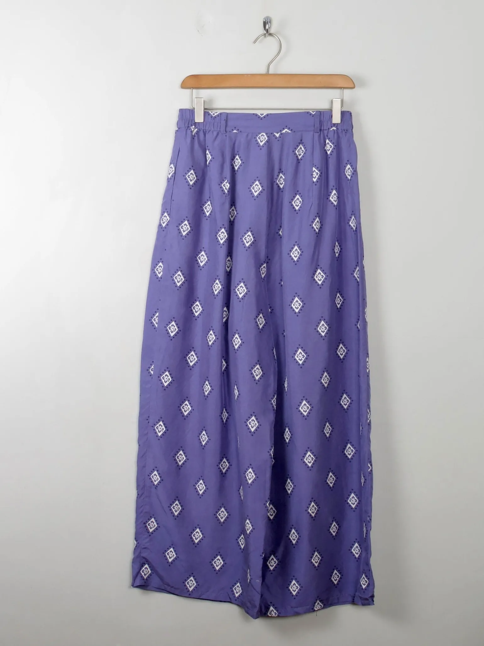 Women's Vintage Silk Printed Culottes Trousers S