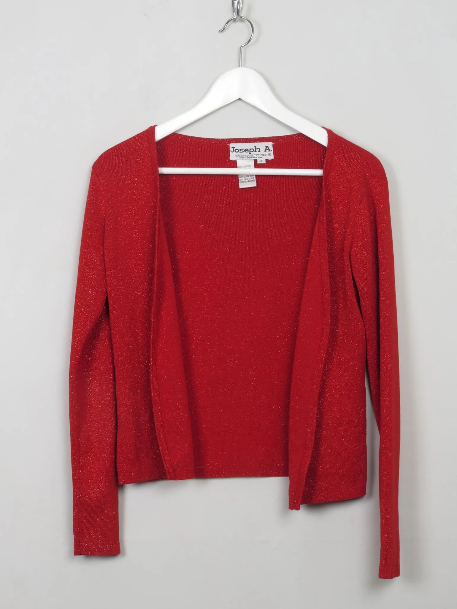 Women's Vintage Silk Red Lurex Knit Cardigan S