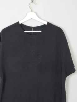 Women's Vintage Silk Short Sleeved Blouse With Embroidery M/L