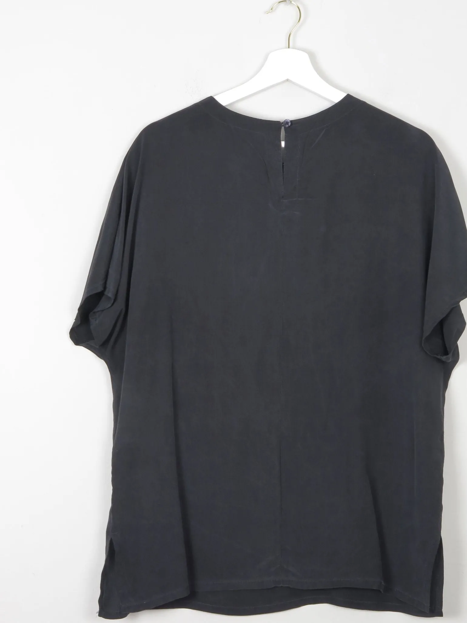 Women's Vintage Silk Short Sleeved Blouse With Embroidery M/L