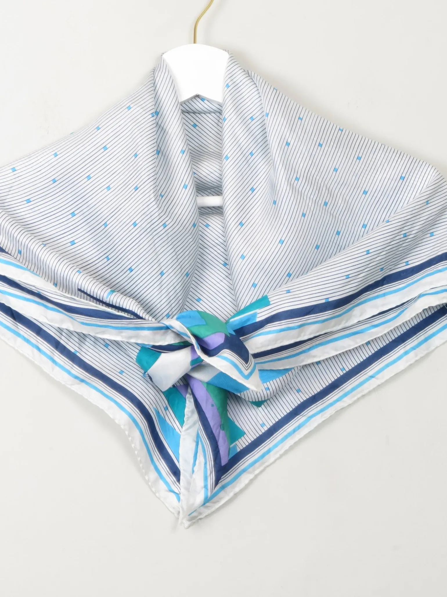 Women's Vintage Silk Square Scarf With Boats