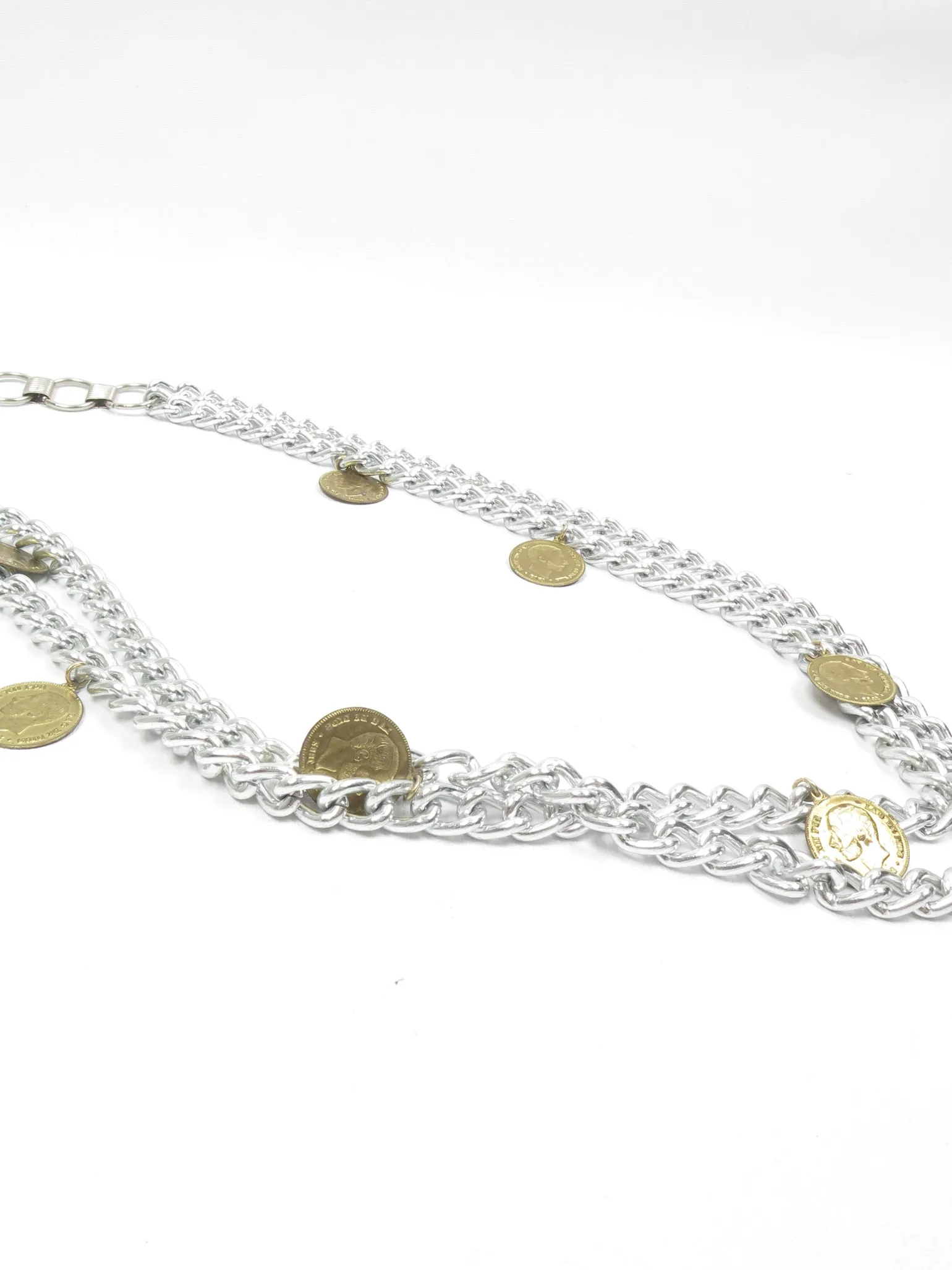 Women's Vintage Silver & Gold Coin Belt S/M
