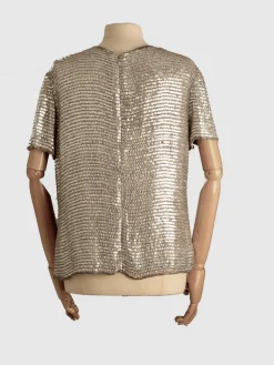 Women's Vintage Silver/ Grey Sequin Top M