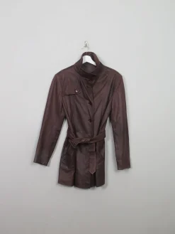 Women's Vintage Soft Brown Leather Belted Short Coat S/M