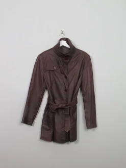 Women's Vintage Soft Brown Leather Belted Short Coat S/M