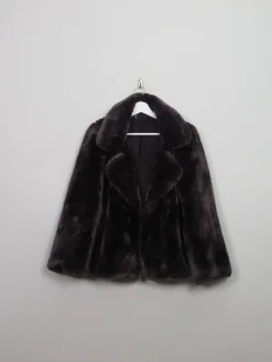 Women's Vintage Style Faux Fur Mauve Grey M