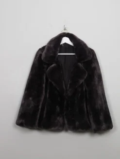 Women's Vintage Style Faux Fur Mauve Grey M