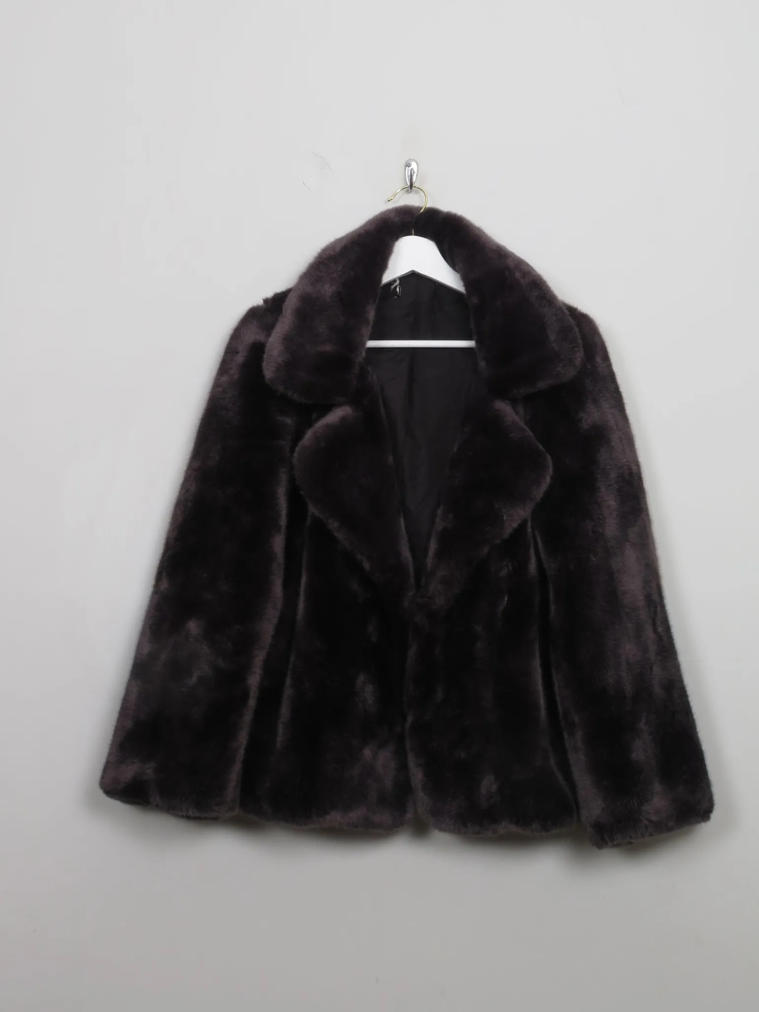 Women's Vintage Style Faux Fur Mauve Grey M