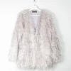 Women's Vintage Style Grey Fluffy Long Lanshifel Jacket M