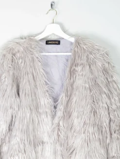 Women's Vintage Style Grey Fluffy Long Lanshifel Jacket M