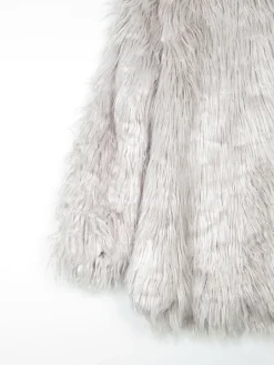 Women's Vintage Style Grey Fluffy Long Lanshifel Jacket M