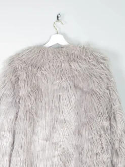 Women's Vintage Style Grey Fluffy Long Lanshifel Jacket M