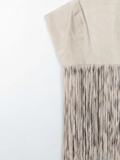 Women's Vintage Suede Fringed Top XS