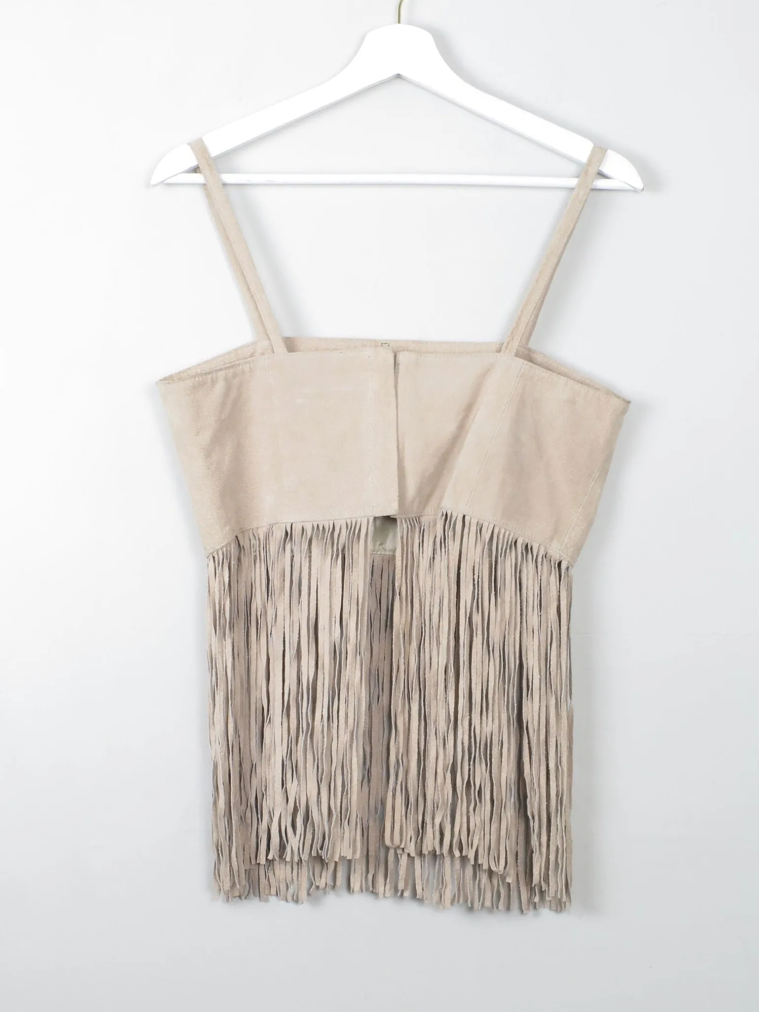 Women's Vintage Suede Fringed Top XS